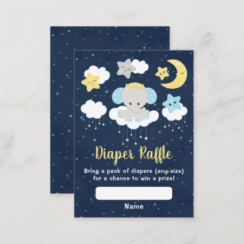 Elephant Yellow and Navy Baby Shower Diaper Raffle Enclosure Card