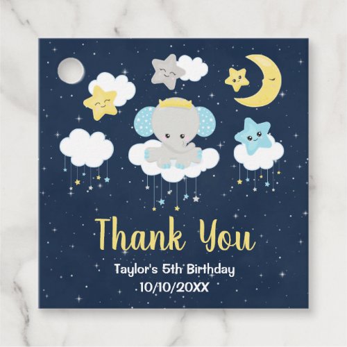 Elephant Yellow and Navy Birthday Party Thank You Favor Tags