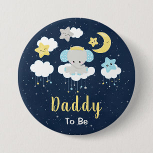 Elephant Yellow and Navy Daddy To Be Button
