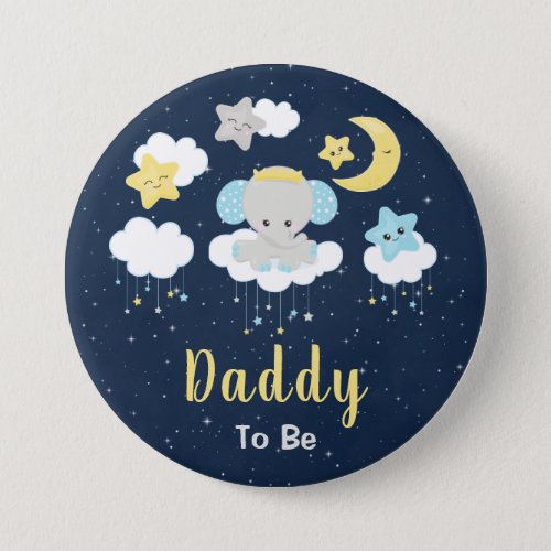 Elephant Yellow and Navy Daddy To Be Button