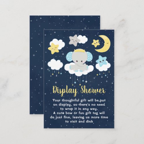 Elephant Yellow and Navy Display Baby Shower Enclosure Card