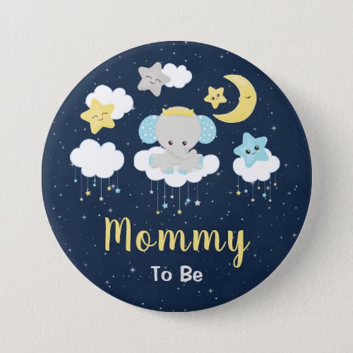 Elephant Yellow and Navy Mommy To Be Button