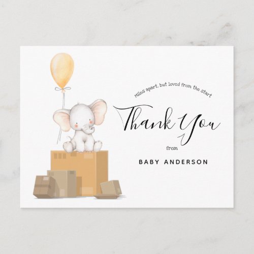 Elephant Yellow Baby Shower by Mail Thank You Postcard