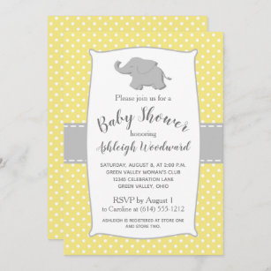 yellow elephant design Baby Shower invitations With envelopes party inisex expectant mums 