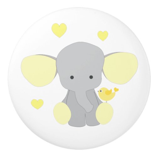 Elephant Yellow Safari Animal Baby Neutral Nursery Ceramic Knob