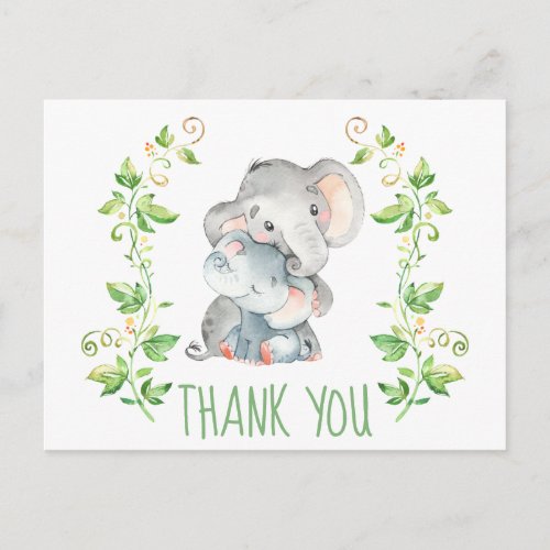 Elephant Zoo Animals Baby Shower Thank You Note Postcard