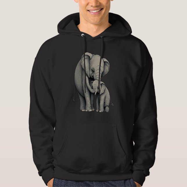 Elephant Zookeeper Elephant Mom Hugging A Child El Hoodie (Front)