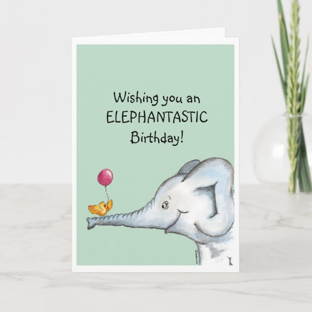 Elephantastic Birthday Wishes Card (Front)