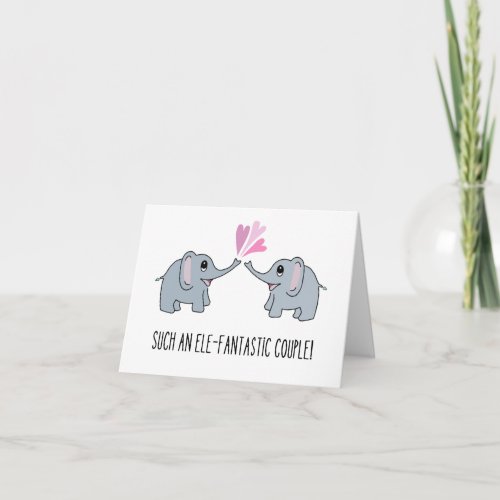 Elephantastic Couple Wedding Congratulations Card