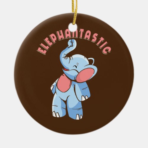 Elephantastic Cute Flower Girls Elephant  Ceramic Ornament