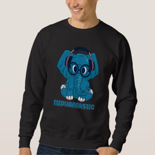 Elephantastic Cute Flower Girls Elephant Music Sweatshirt