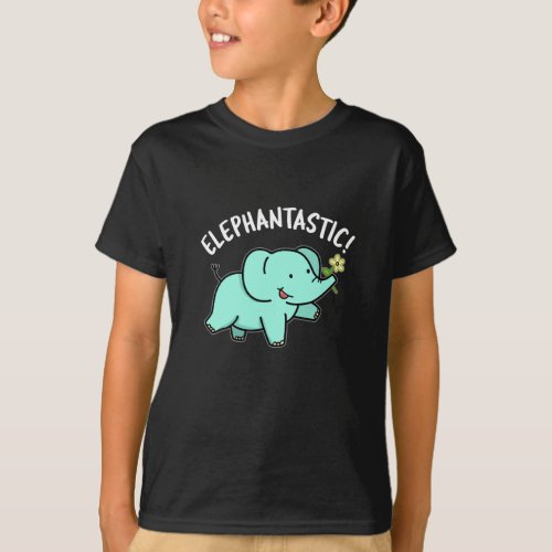 Elephantastic Funny Elephant Pun Dark BG T_Shirt