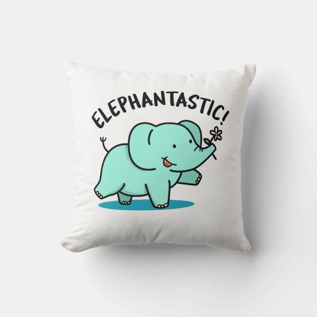 Elephantastic Funny Elephant Pun  Throw Pillow (Front)