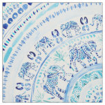 ELEPHANTING Blue Elephant Boho Mandala Fabric