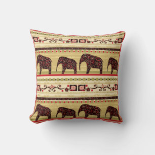 Elephants, African pattern Throw Pillow