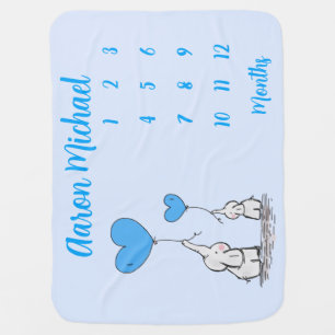 Elephants and Balloons Monthly Milestone Blanket