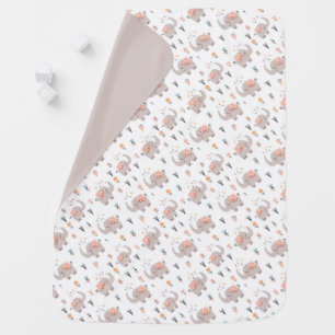 Elephants and Flowers Baby Blanket