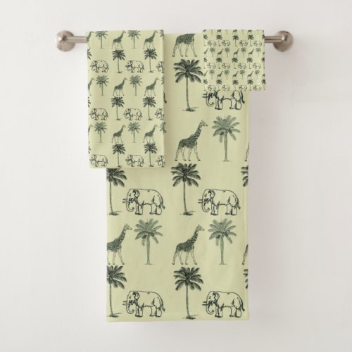 Elephants and Giraffes Bath Towel Set