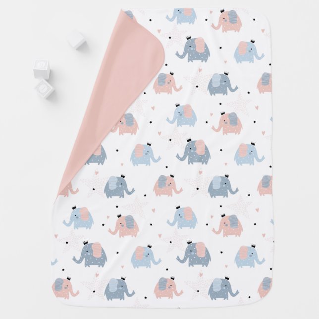 Elephants and hearts Baby Blanket (In Situ)