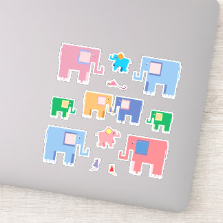Elephants and mice cute animal art sticker