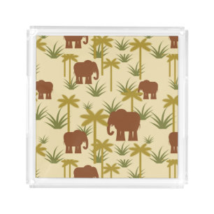 Elephants And Palms In Camouflage Acrylic Tray
