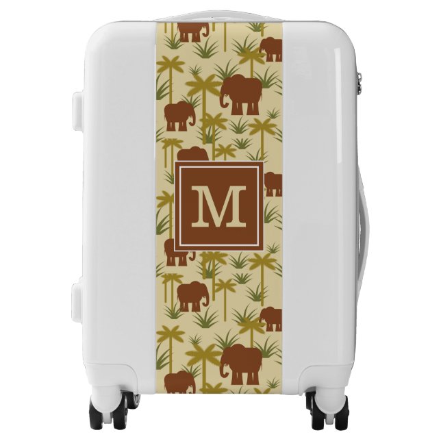 Elephants And Palms In Camouflage | Add Initial Luggage (Front)