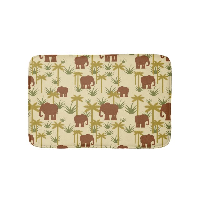 Elephants And Palms In Camouflage Bathroom Mat (Front)