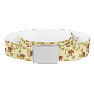 Elephants And Palms In Camouflage Belt