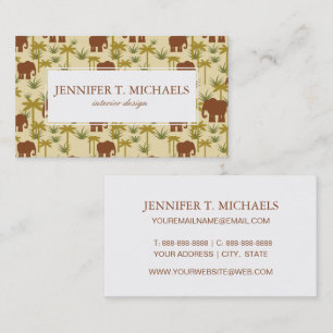 Elephants And Palms In Camouflage Business Card