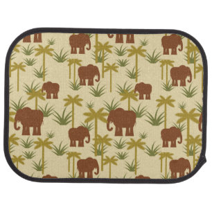 Elephants And Palms In Camouflage Car Floor Mat