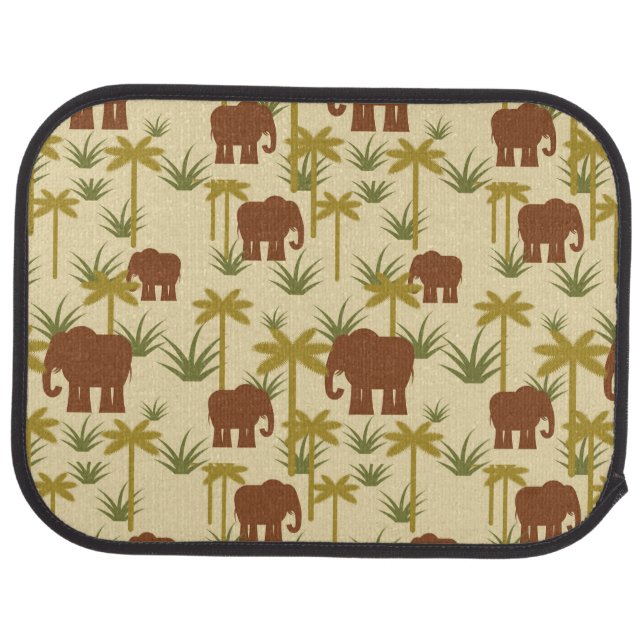 Elephants And Palms In Camouflage Car Floor Mat (Rear)
