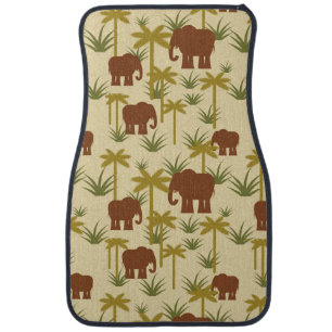 Elephants And Palms In Camouflage Car Floor Mat