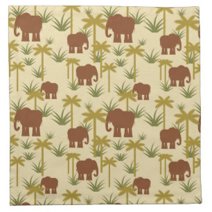 Elephants And Palms In Camouflage Cloth Napkin