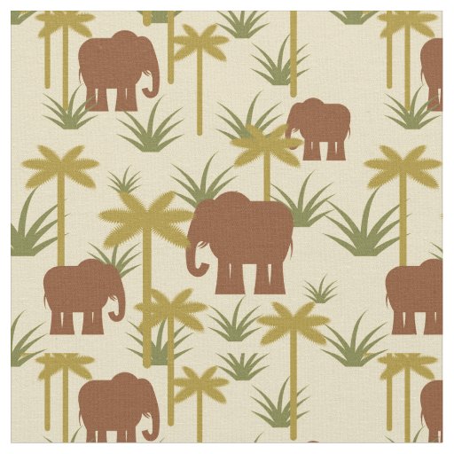 Elephants And Palms In Camouflage Fabric