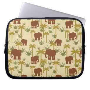 Elephants And Palms In Camouflage Laptop Sleeve