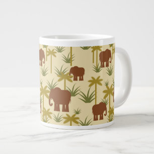 Elephants And Palms In Camouflage Large Coffee Mug