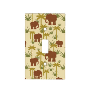 Elephants And Palms In Camouflage Light Switch Cover