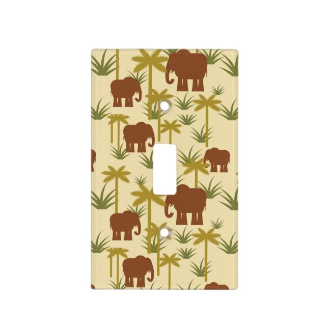 Elephants And Palms In Camouflage Light Switch Cover (Front)