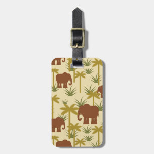 Elephants And Palms In Camouflage Luggage Tag