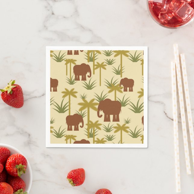 Elephants And Palms In Camouflage Napkins (Insitu)