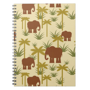 Elephants And Palms In Camouflage Notebook