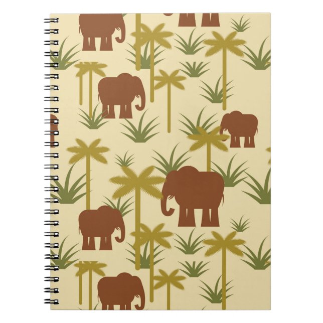 Elephants And Palms In Camouflage Notebook (Front)