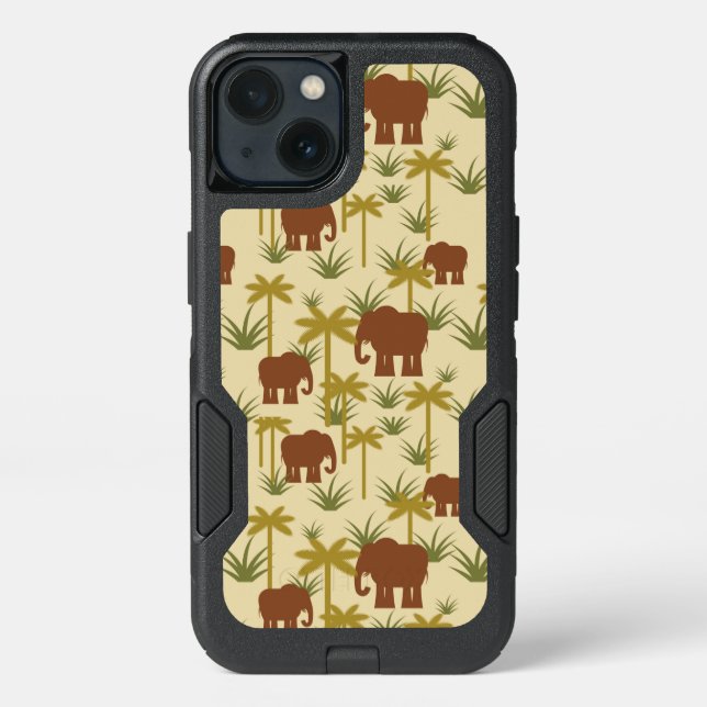 Elephants And Palms In Camouflage Otterbox iPhone Case (Back)