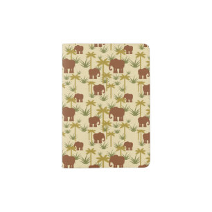 Elephants And Palms In Camouflage Passport Holder