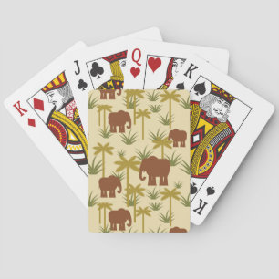 Elephants And Palms In Camouflage Poker Cards