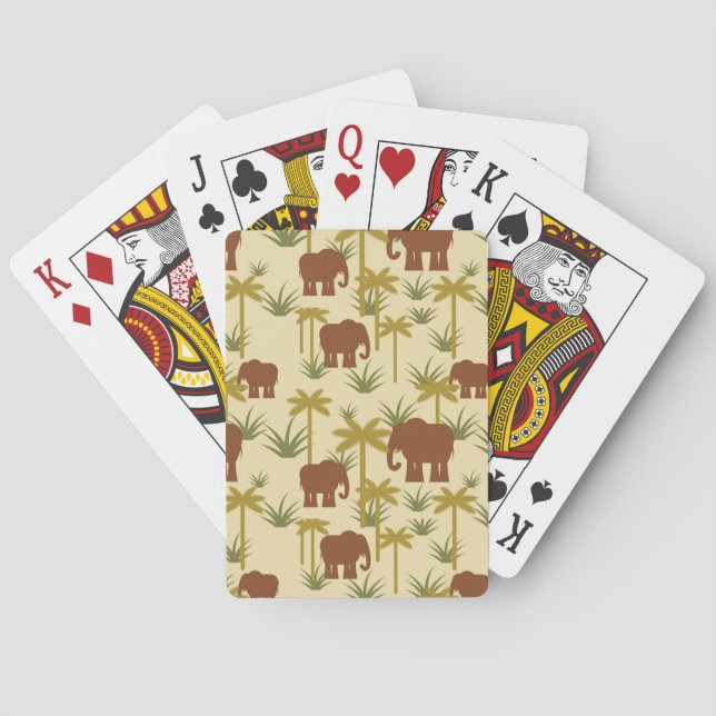 Elephants And Palms In Camouflage Poker Cards (Back)