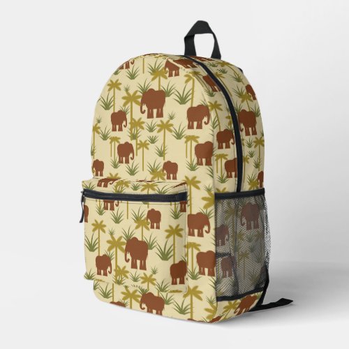 Elephants And Palms In Camouflage Printed Backpack