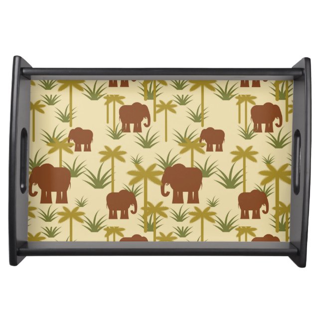 Elephants And Palms In Camouflage Serving Tray (Front)