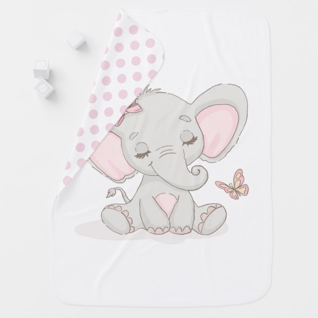 Elephants and Polka Dots Baby Blanket (In Situ)