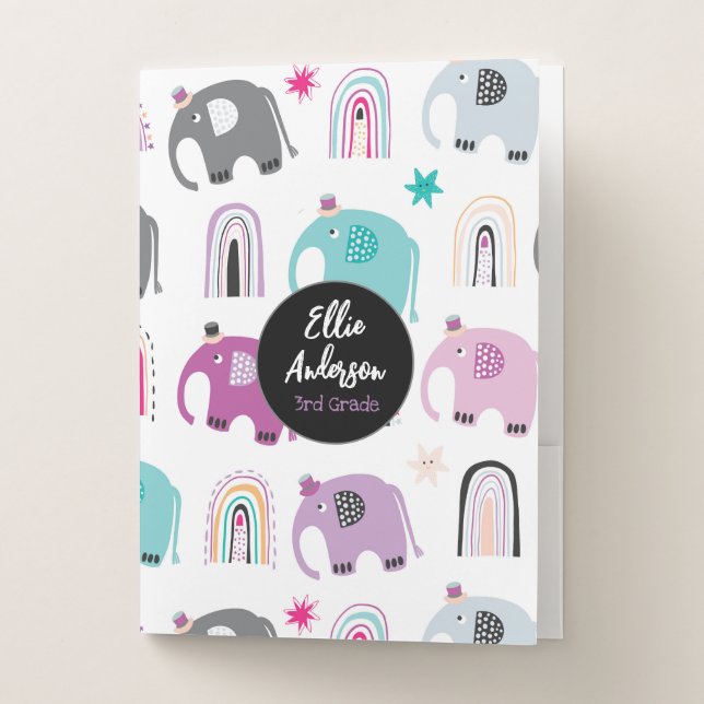 Elephants and Rainbows Pocket Folder (Front)